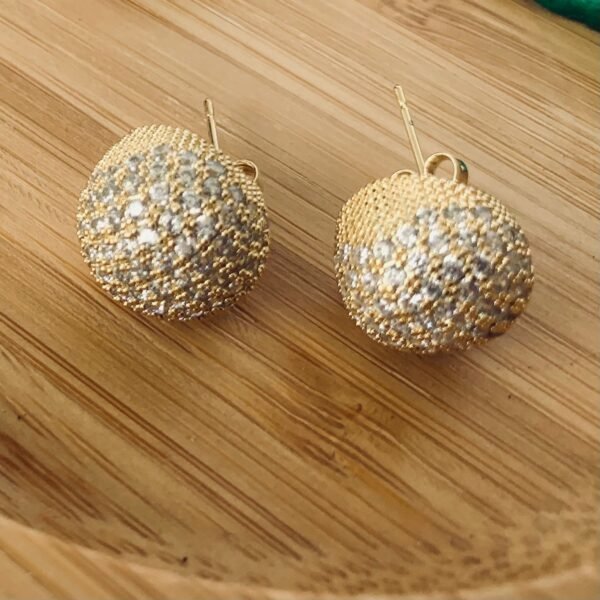 Brinco Bola Cravejado Zircônia Banho 18k