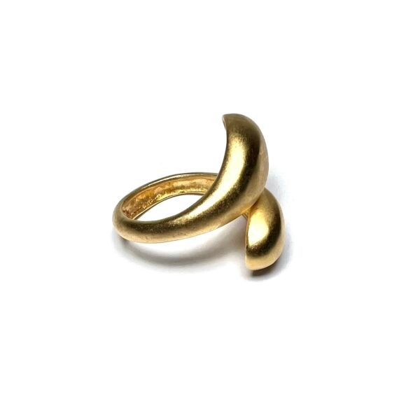 Anel Dupla Gota Banho Ouro 18k Fosco Ajustável