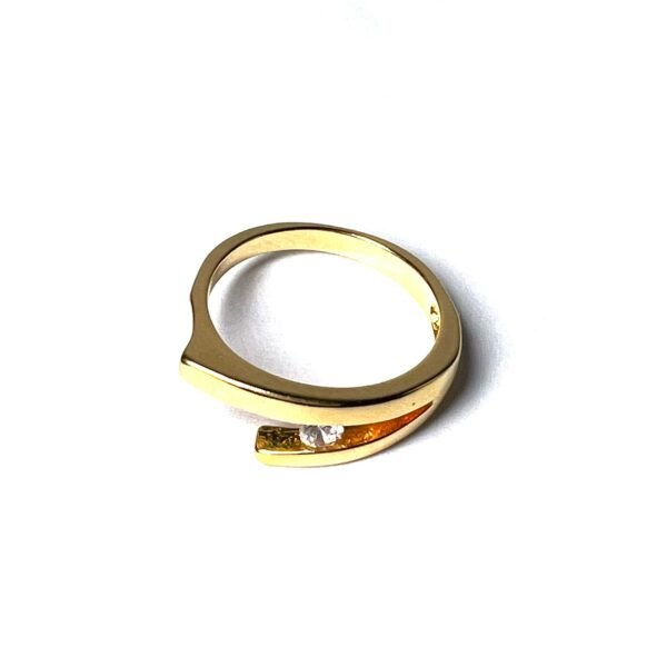 Anel Pedra Zircônia Central Banho Ouro 18K