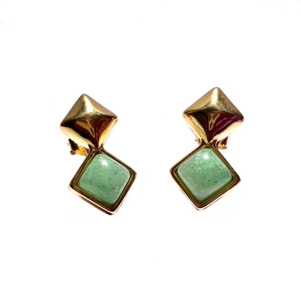 Brinco 2 Triângulos Base Lisa Banho Ouro 18k