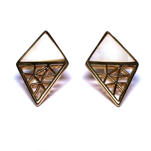 Brinco Losango Base Pedra Banho Ouro 18k