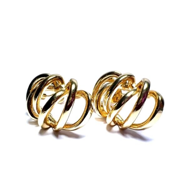 Brinco Círculos Entrelaçados Banho Ouro 18k