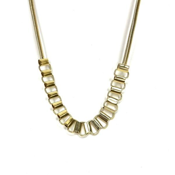 Colar Malha Detalhe Elos Banho Ouro 18k