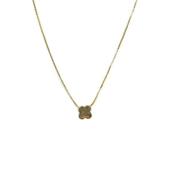 Colar Trevo Liso Banho Ouro 18K