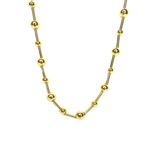 Colar Esferas Lisas Canutilhos Banho Ouro 18K