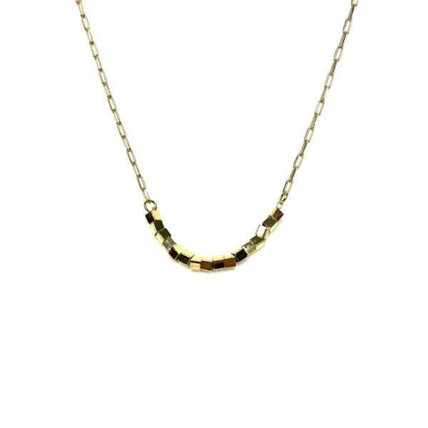 Colar Elos Pequenos Cartier Detalhes Mini Quadrados Banho Ouro 18k