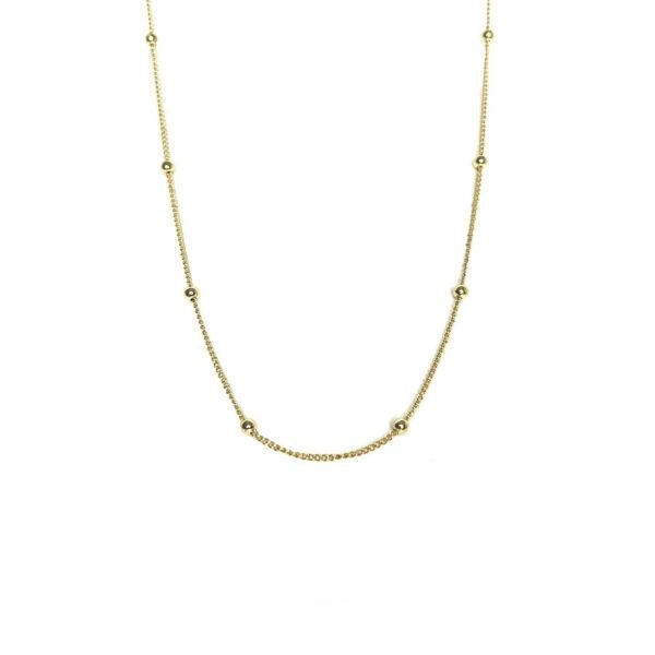 Colar Detalhes Esferas Pequenas Banho Ouro 18K