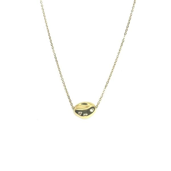 Colar Elos Pingente Orgânico Liso Banho Ouro 18K