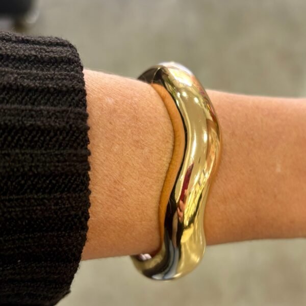 Pulseira Bracelete Orgânico Banho Ouro 18K